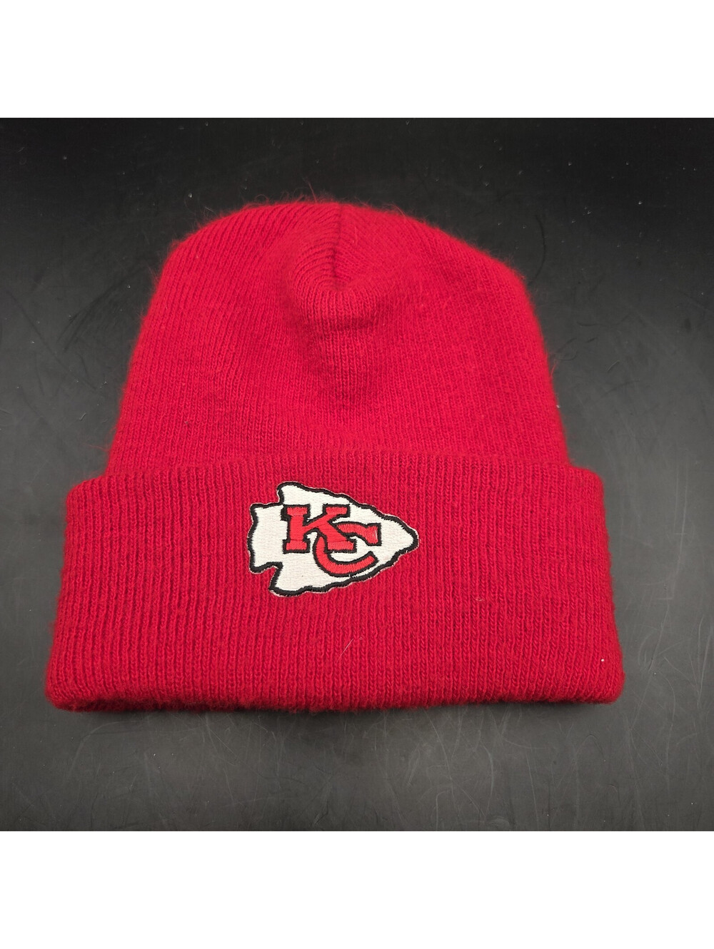 NFL Kansas City Chiefs Red Cuffed Knit Beanie Hat Adult One Size Excellent Cond